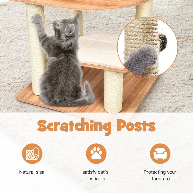 7-Layer Wooden Cat Tree Tall Cat Tower with Sisal Posts and Condo-Natural
