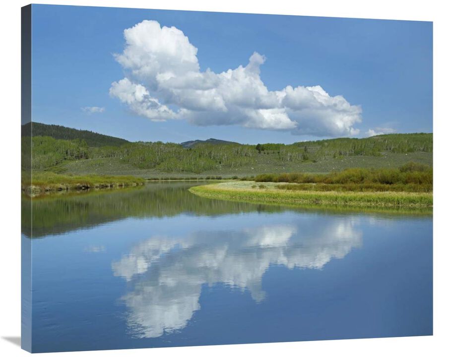 Cumulus clouds over Green River, Bridger-Teton National Forest, Wyoming-Canvas Art-36x29.88