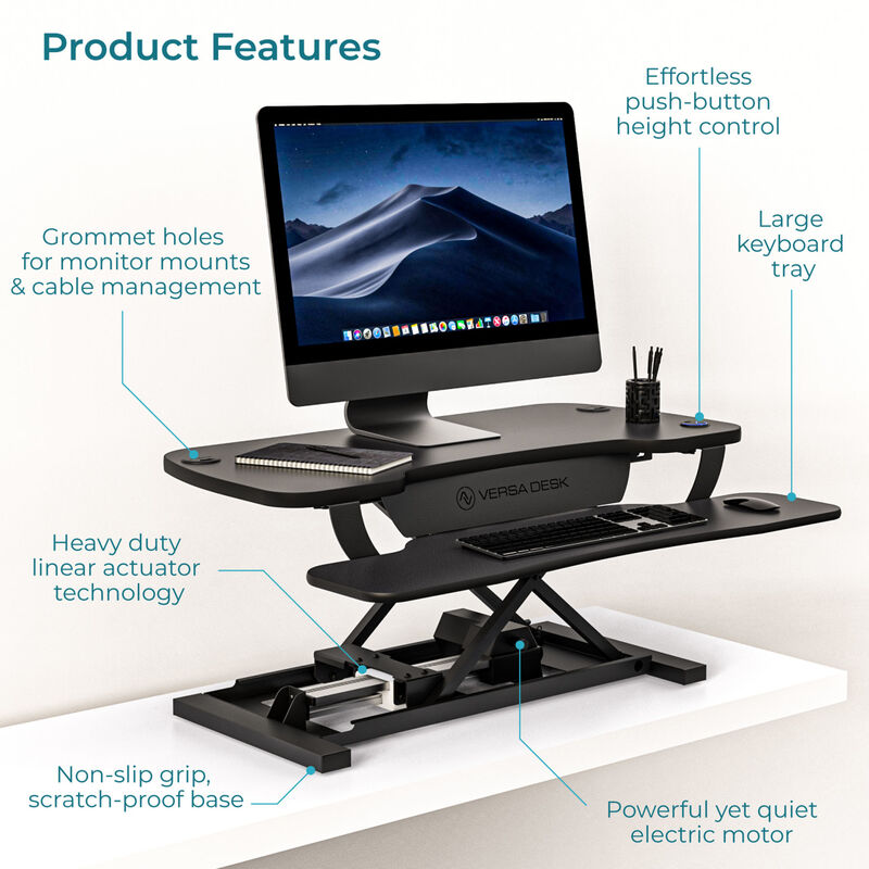 VersaDesk PowerPro® 36"W Electric Adjustable Standing Desk Converter, Black