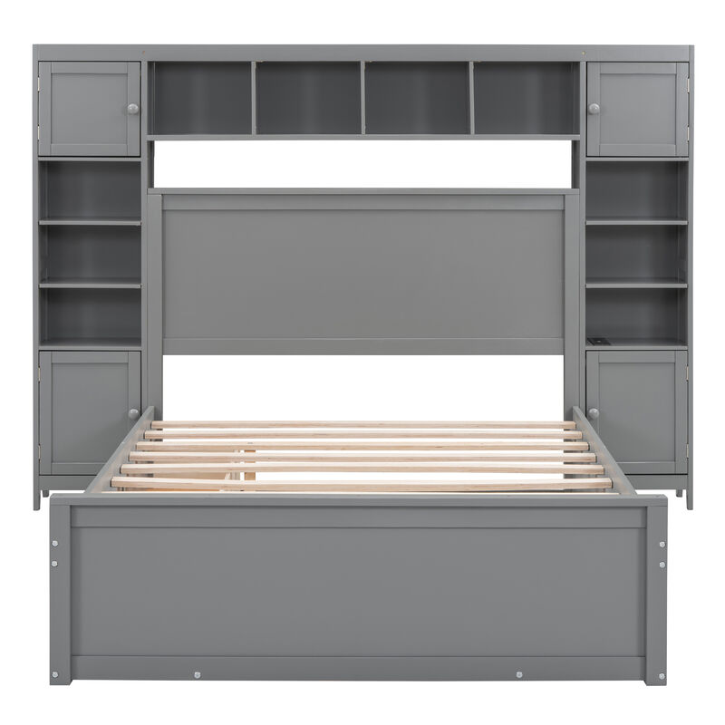 Merax Storage Platform Bed with Sockets