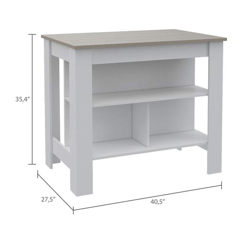 Streamdale Cala Kitchen Island Antibacterial, 3 Shelves, 4 Legs - Gray/White