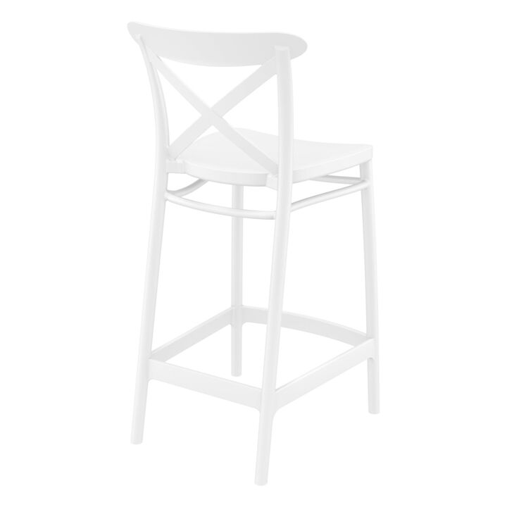 37.75" Black Solid X Accented Outdoor Patio Counter Stool