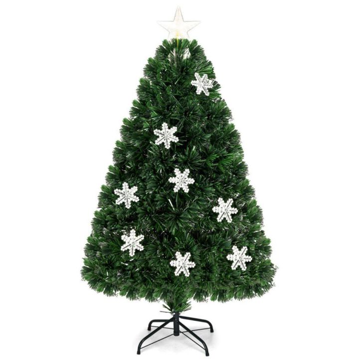 Hivvago 3/4/5/6 Feet LED Optic Artificial Christmas Tree with Snowflakes