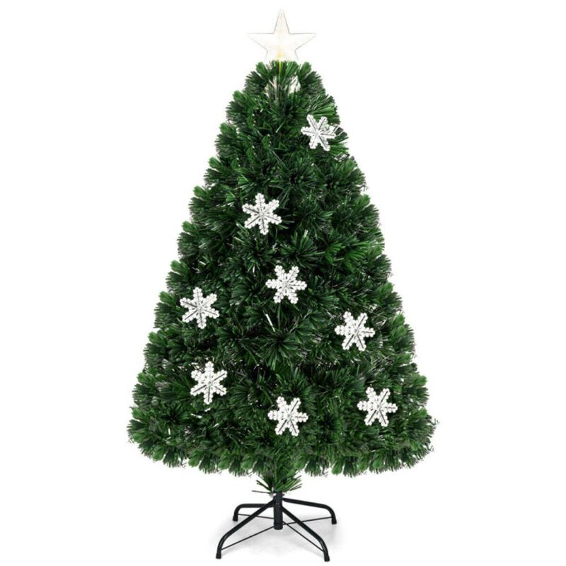 Hivvago 3/4/5/6 Feet LED Optic Artificial Christmas Tree with Snowflakes