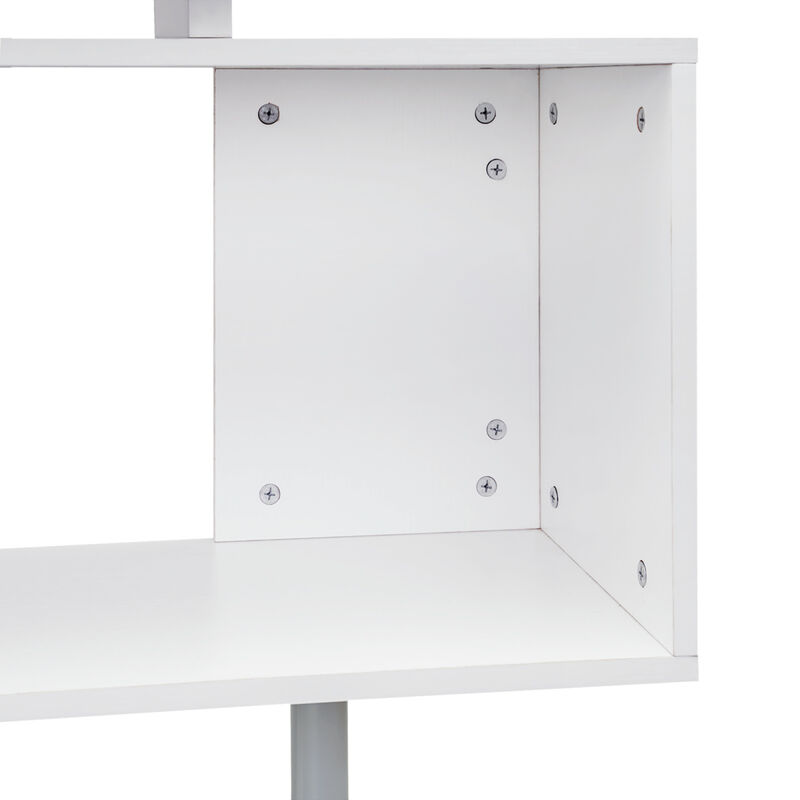 55" L-Shaped Rotating Corner Desk with Storage Shelves