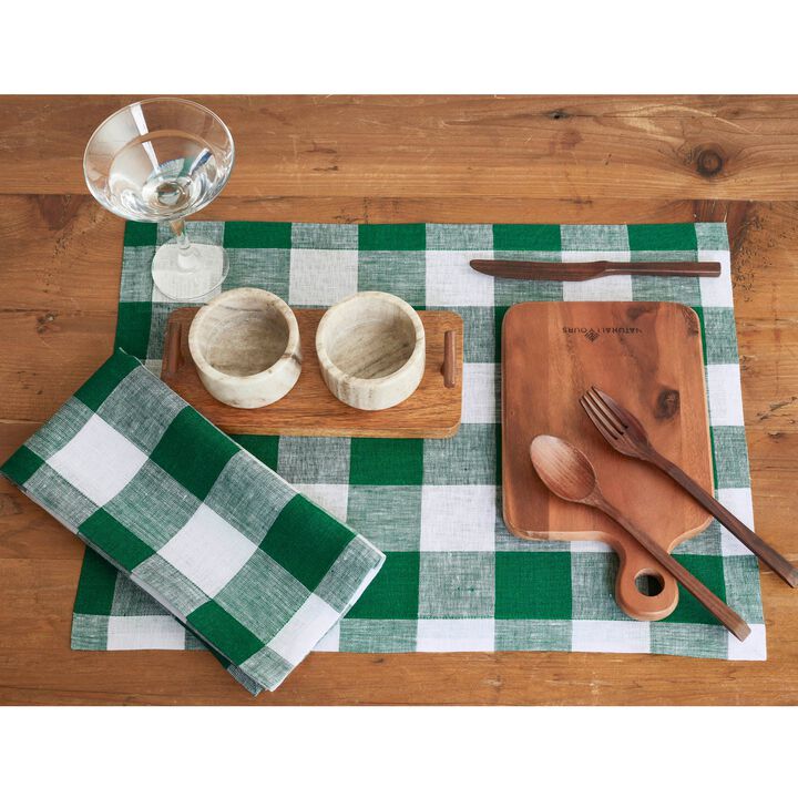 Solino Home 100% Pure Linen Buffalo Check Dinner Napkins 20 x 20 Inch Set of 4
