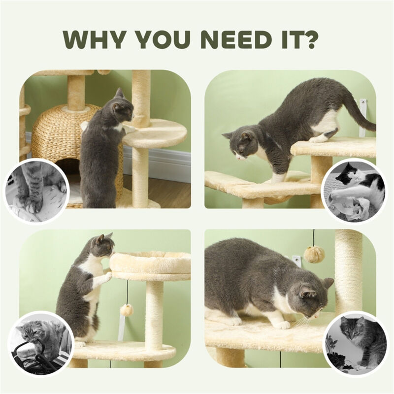 Sturdy Multi-Level Cat Tree with Scratching Posts, Perches, and Hideaway Condos for Cats
