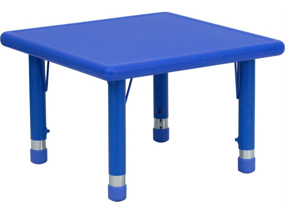 24'' Square Blue Plastic Height Adjustable Activity Table