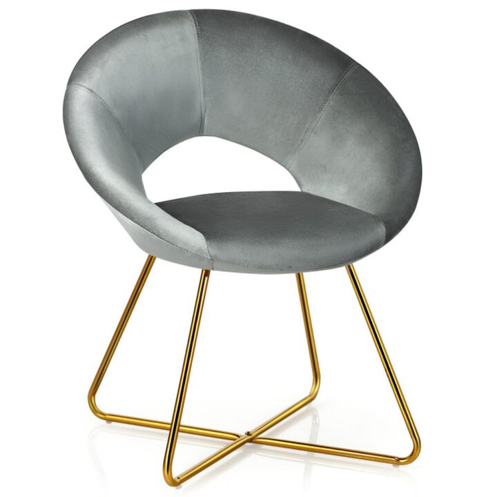 Hivvago Modern Accent Velvet Dining Arm Chair with Golden Metal Legs and Soft Cushion