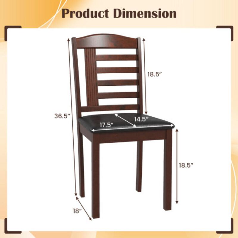 Hivvago Set of 2 Wood Kitchen Chairs with Faux Leather Upholstered Seat