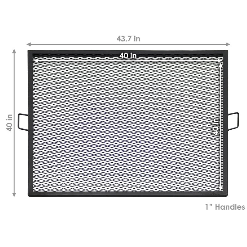 Sunnydaze Square Steel X-Marks Fire Pit Cooking Grill with Handles