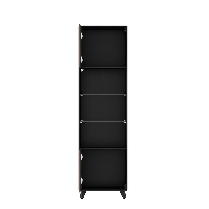 FUFU&GAGA Tall Dining Cabinet with Doors and Shelves, (18.9" W x 15.7" D x 66.9" H),Black and Brown