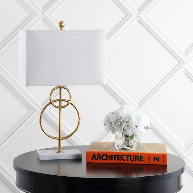 Haines Modern Circle Marble/Metal LED Table Lamp