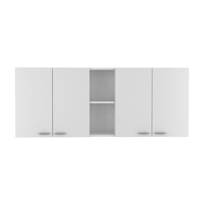 Portofino 150 Wall Cabinet, Double Door, Two External Shelves, Two Interior Shelves - White