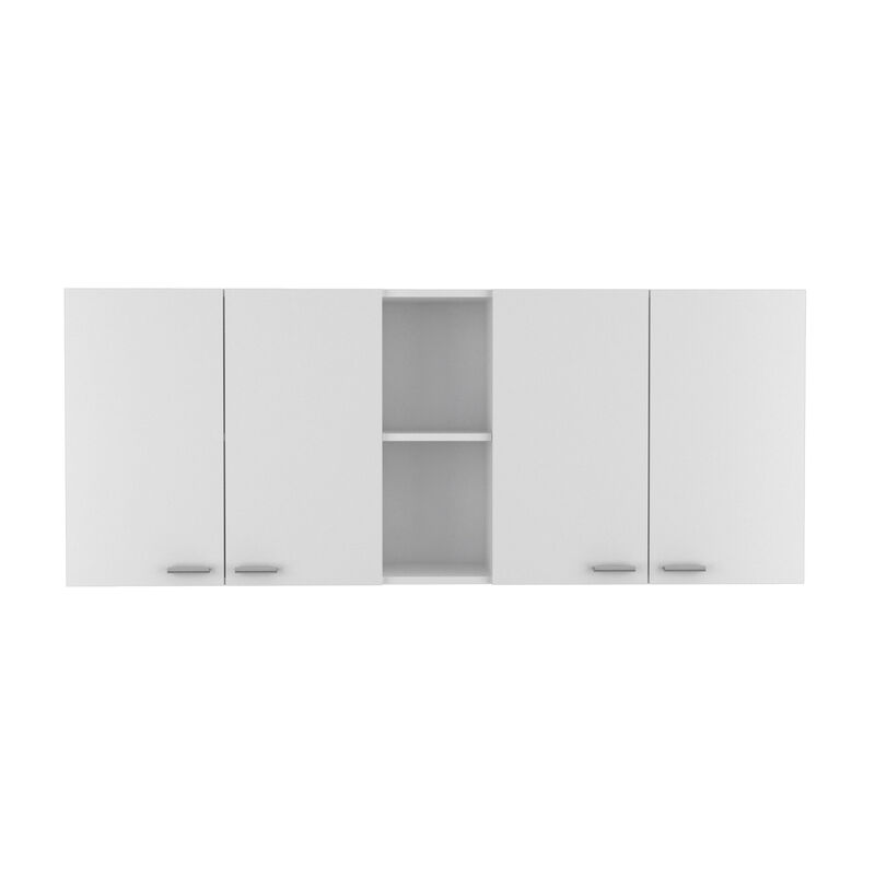 Portofino 150 Wall Cabinet, Double Door, Two External Shelves, Two Interior Shelves - White
