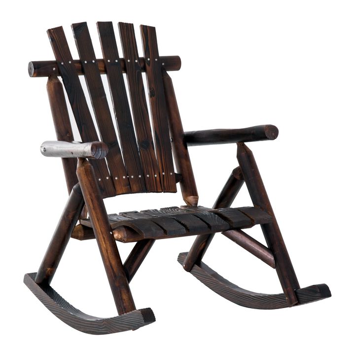 Rustic Porch Perch: Carbonized Wooden Adirondack Log Rocking Chair