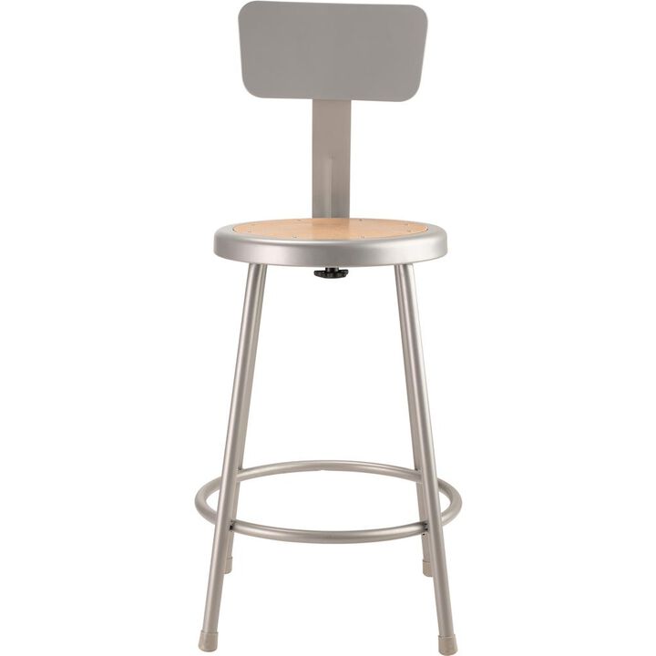 NPS® 24"Heavy Duty Steel Stool With Backrest, Grey