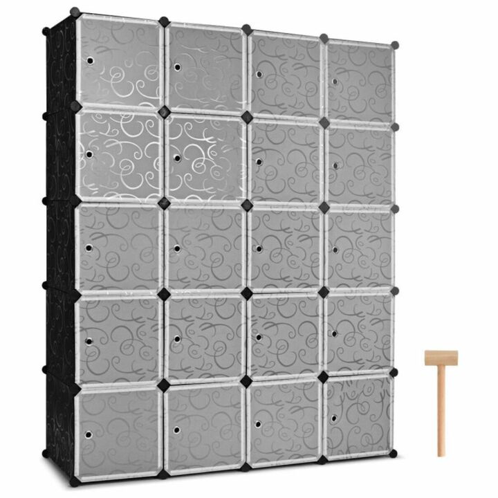 Hivvago 20-Cube DIY Plastic Cube Storage Organizer with Doors