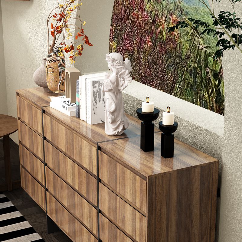 FUFU&GAGA Brown 12-Drawer Standard Dresser (70.9" W x 35.4" H x 15.7" D),Brown