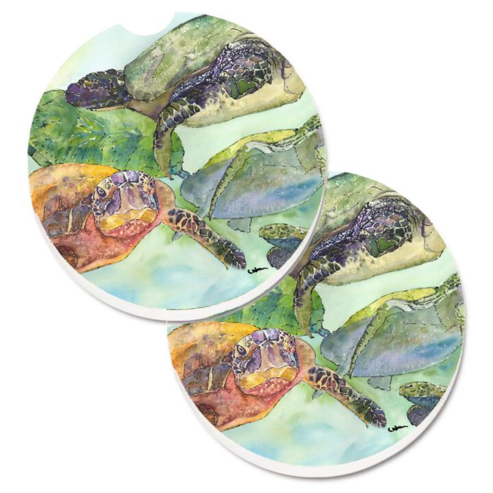 Caroline's Treasures Turtle Set of 2 Cup Holder Car Coasters 8549CARC, 2.56, Multicolor