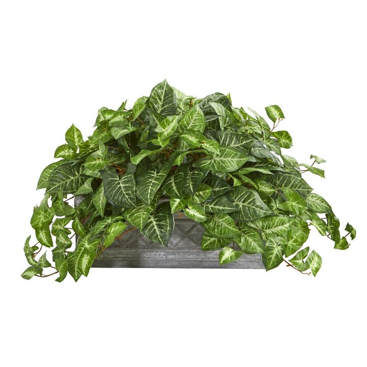 Nearly Natural 18-in Nepthytis Artificial Plant in Stone Planter