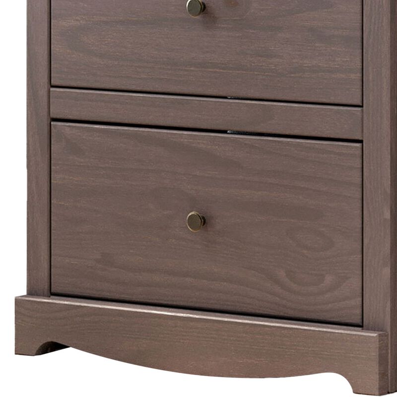 Stav Tall Dresser Chest with 4 Drawers, Plank Style, Gray Solid Wood