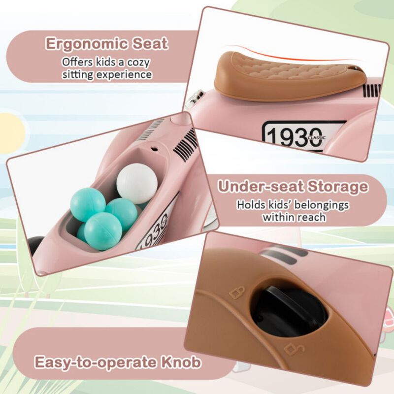 Kids Sit to Stand Vehicle with Working Steering Wheel and Under Seat Storage-Pink