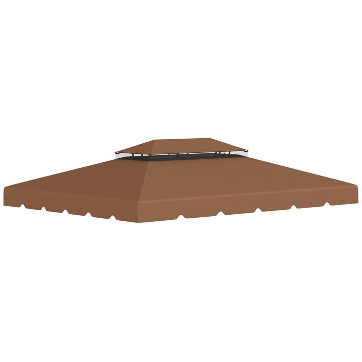 Coffee Outdoor Cover: 10'x10' Replacement Gazebo Canopy with Double-Tier Roof