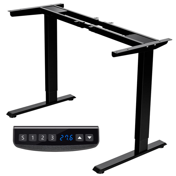 Costway Electric Sit Stand Desk Frame Dual-motor Height-adjustable Standing Desk Base with 3 Memory Positions & Touch Control Panel Home Office Black