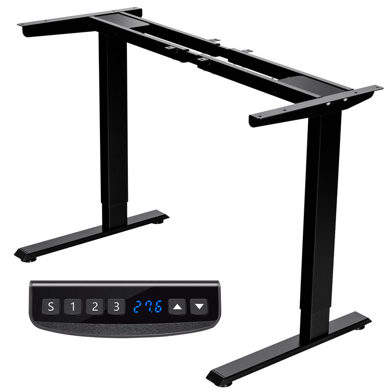 Costway Electric Sit Stand Desk Frame Dual-motor Height-adjustable Standing Desk Base with 3 Memory Positions & Touch Control Panel Home Office Black