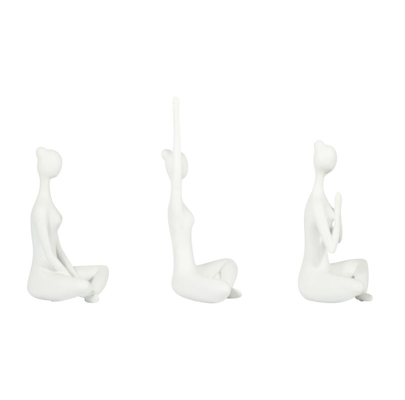 White 10" Resin Yoga Ladies Set