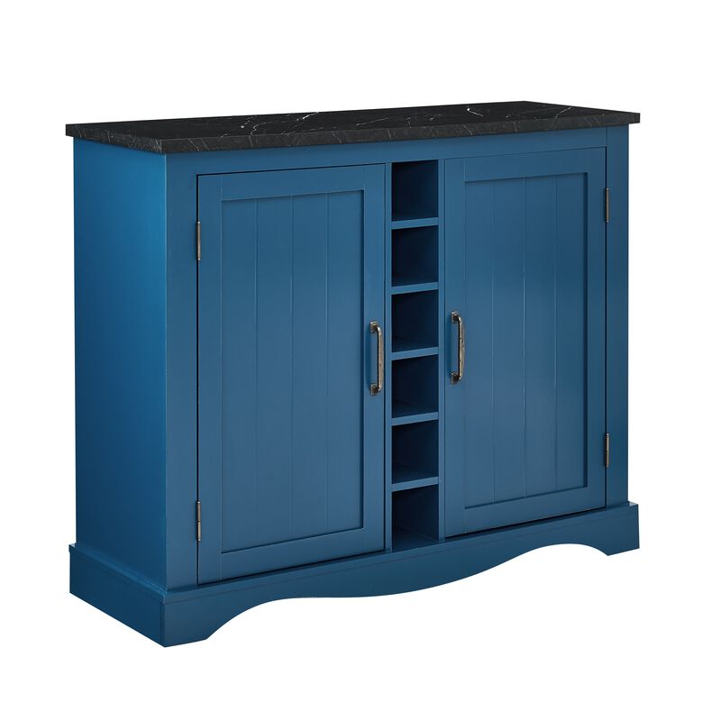 FESTIVO Sleek 47" Buffet Bar Cabinet with Marble-Like Top