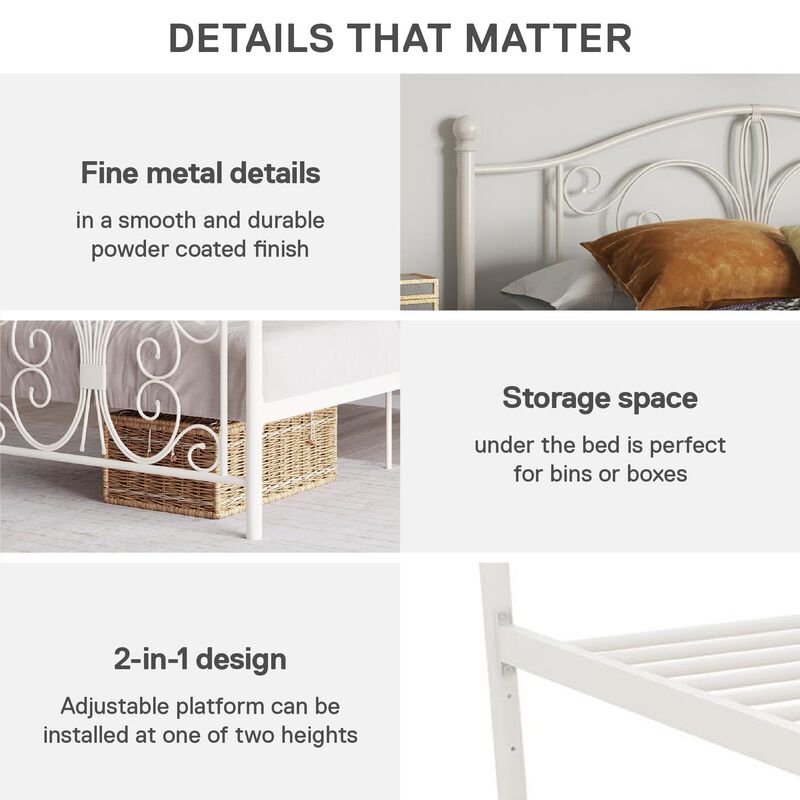 Atwater Living Bradford Metal Bed, White, Full