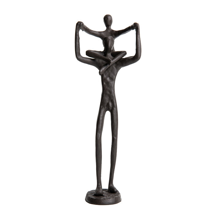 Proud Parent Holding Child Up Contemporary Iron Sculpture Statue