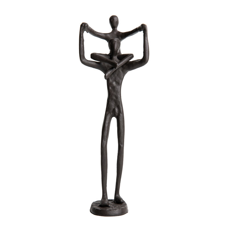 Proud Parent Holding Child Up Contemporary Iron Sculpture Statue