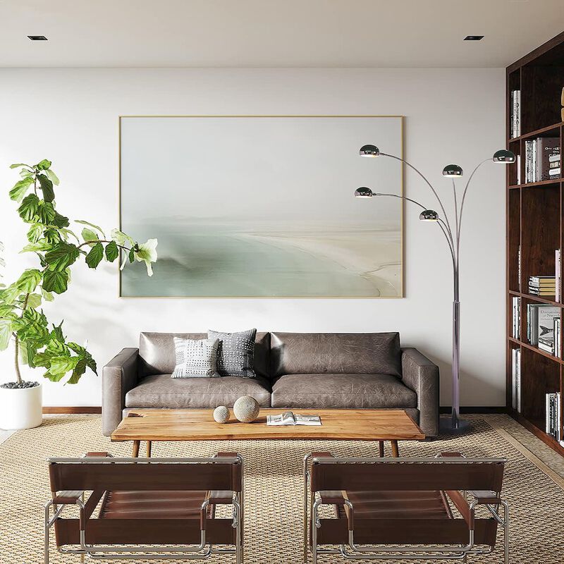 NOVA OF CALIFORNIA Mushroom 5 Light Arc Floor Lamp - Black Nickel, Dimmer switch, Marble base