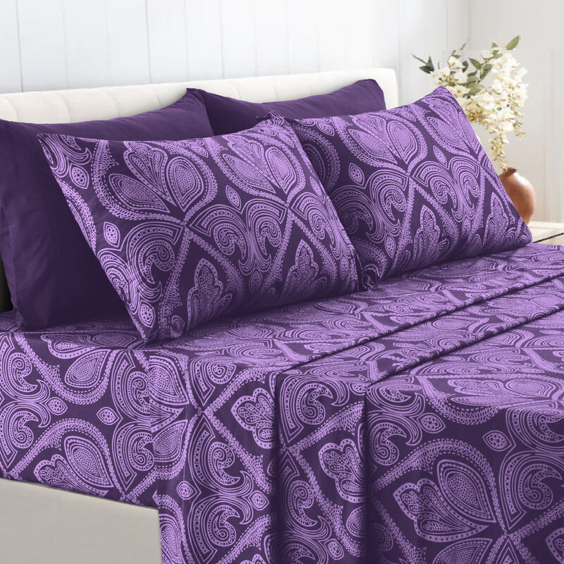 Lux Decor Collection Bed Sheets - Brushed Microfiber Paisley Sheet Set