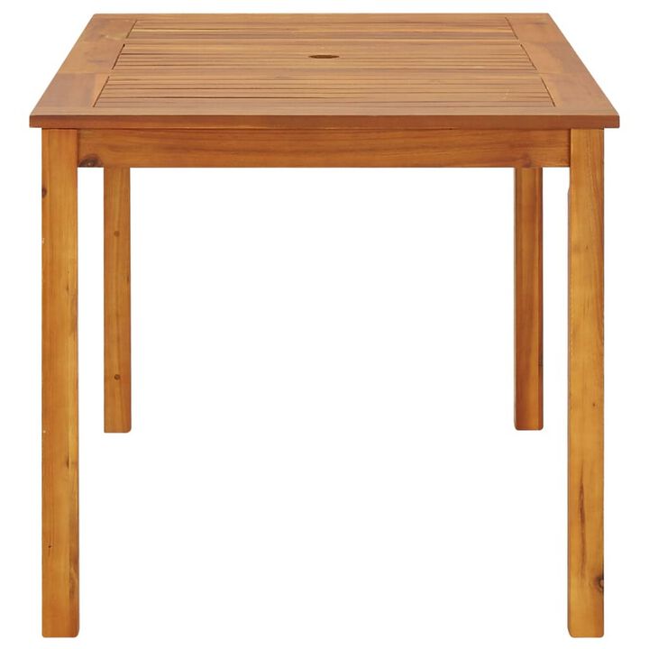 Outdoor Dining Table, 55 Inch Rectangular, Natural Brown Acacia Wood - Benzara