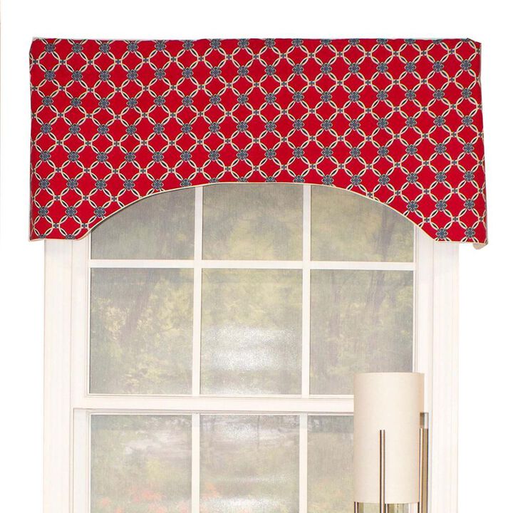 Andromeda Geometric Arch 3" Rod Pocket Valance 50" x 17" Red by RLF Home