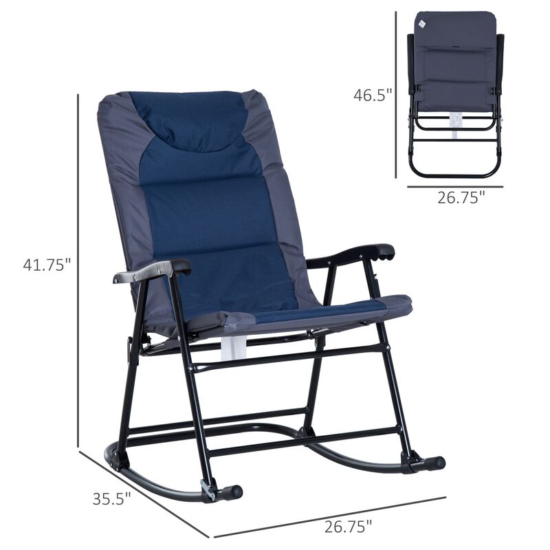 Navy & Grey Porch Pair: 2-Piece Padded Outdoor Rocking Chair Set
