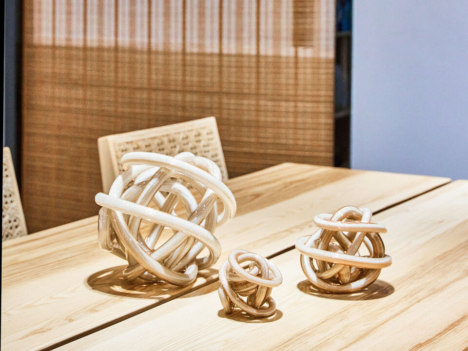 Hand Blown Infinity Knot Sommerso Art Orbit Glass Ball