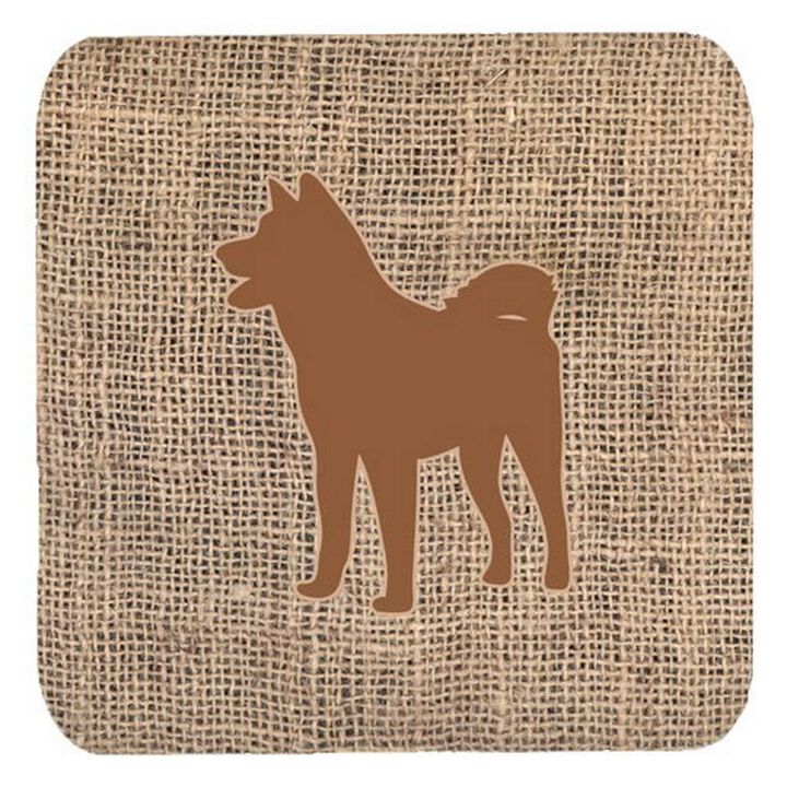Caroline's Treasures BB1082-BL-BN-FC Akita Burlap and Brown Foam Coasters (Set of 4), 3.5 H x 3.5 W, Multicolor
