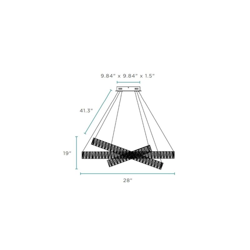 Crystal Elegance Chandelier Chrome Crystal Integrated LED 3 Rectangles