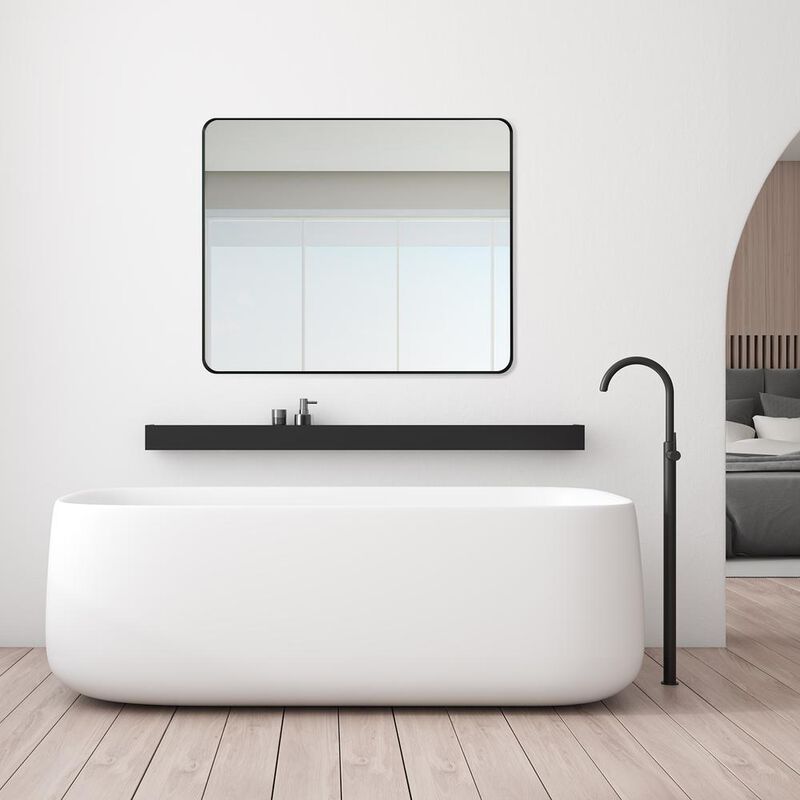 Altair Nettuno 36 Rectangle Bathroom/Vanity Matt Black Aluminum Framed Wall Mirror