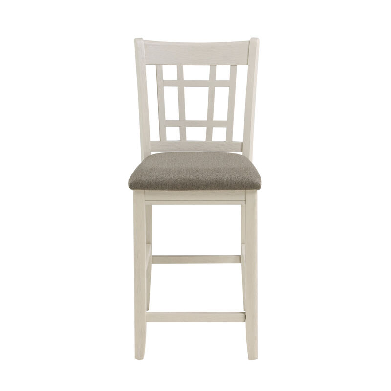 Antique White Wood Counter Height Chair Set 2 Piece