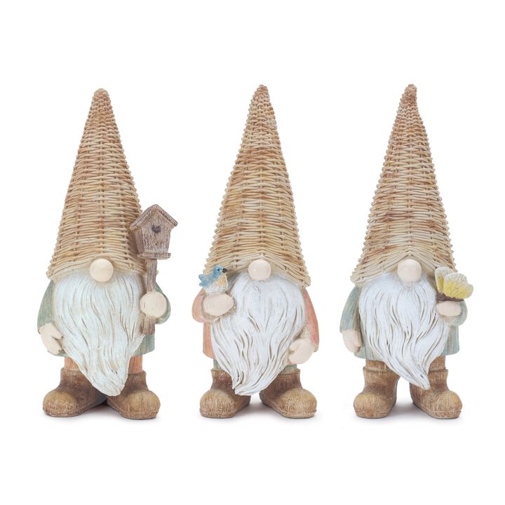 Wicker Gnome Figurine for Garden Décor, Outdoor Decorations, and Rustic Home Styling (Set of 3)