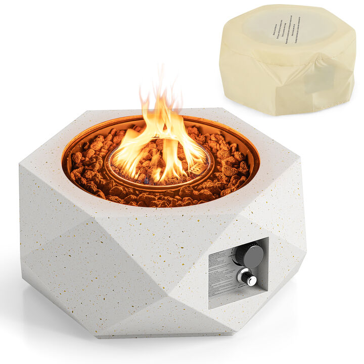 40000 BTU Hexagon Terrazzo Propane Fire Pit Table with Stainless Steel Burner