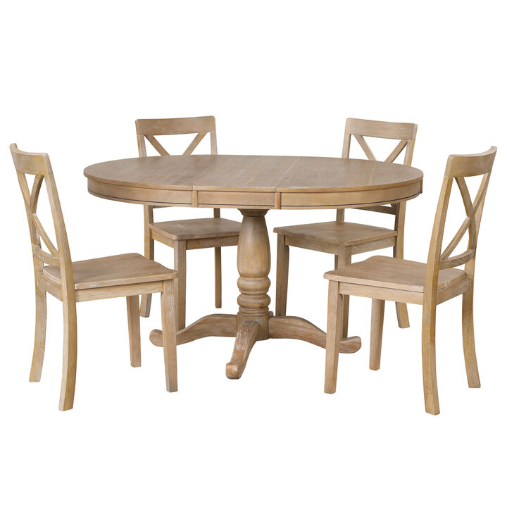 Modern Dining Table Set For 4, Round Table And 4 Kitchen Room Chairs, 5 Piece Kitchen Table