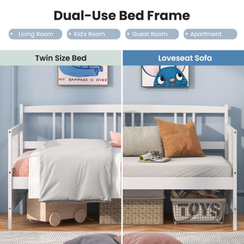 Hivvago Twin Size Wooden Slats Daybed Bed with Rails
