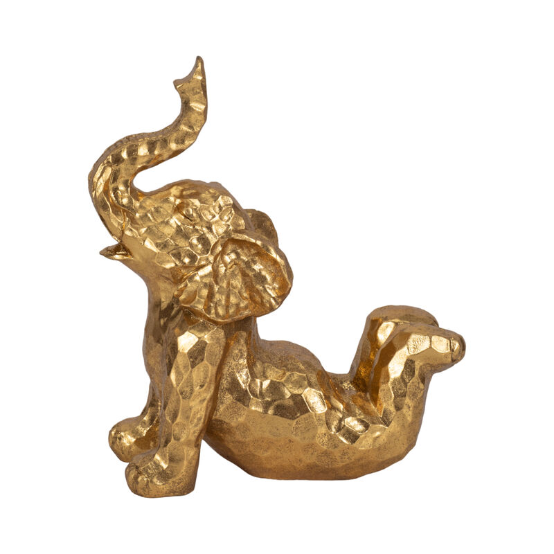 10" Gold Yoga Elephant Figurine